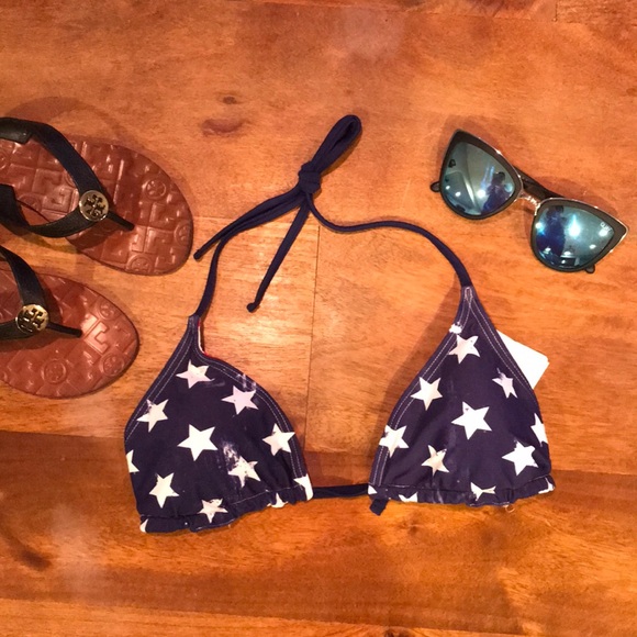 California Waves Swim Usa Reversible Flag Bikini Top 4th Of July M
